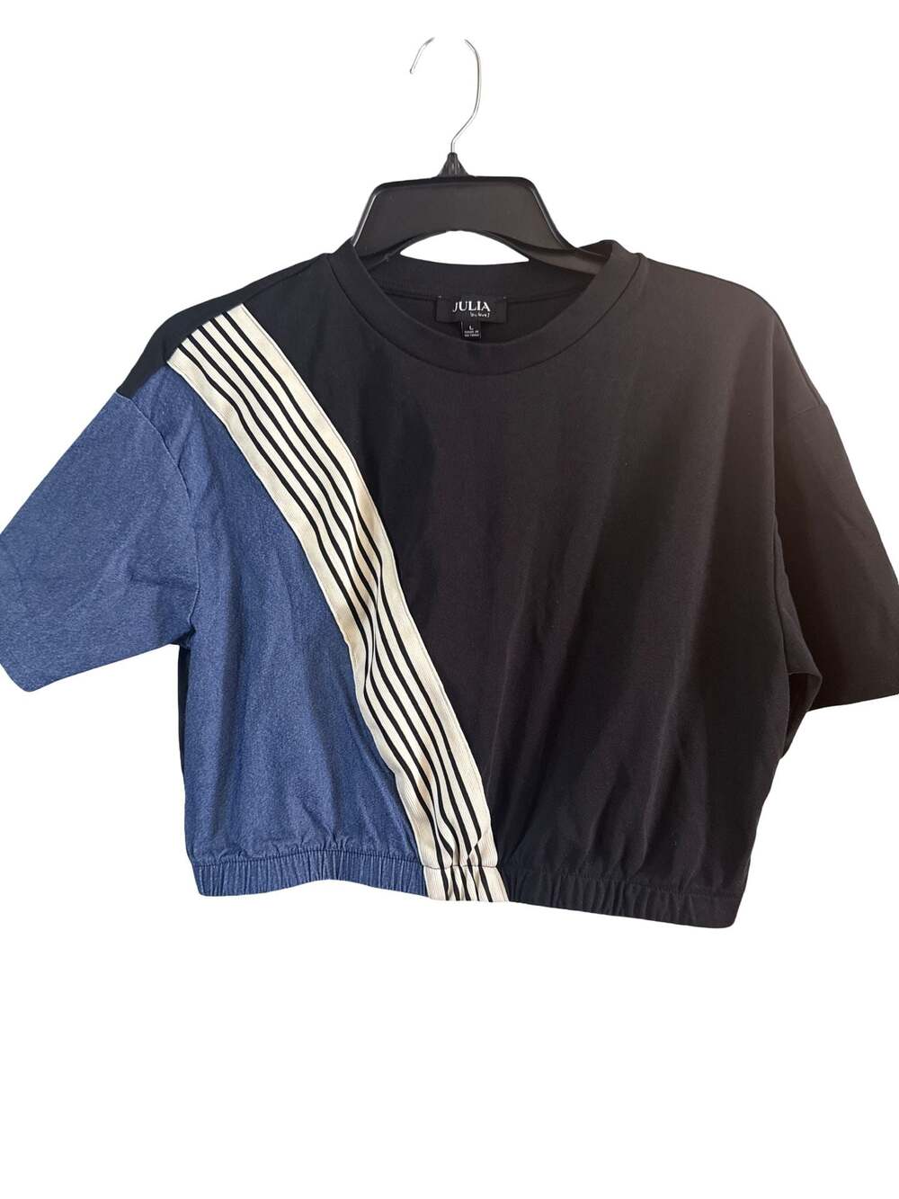 Julia by Love J Colorblock Striped Hem Crop Top